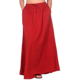 KUNST UND MAGIE Maxirock Sommerrock Damen Rock Baumwolle – Boho Maxirock elastische Taille rot