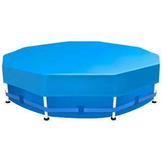 Sekey Pool-Abdeckplane Poolabdeckung Rund Swimmingpool Abdeckplane Sommer & Winter Schwimmbad, Wind- & Staubdicht, keine zusätzlichen Befestigungen nötig blau 366 cm