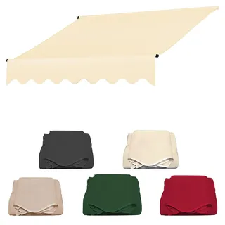 Markise Balkon Ohne Bohren, Klemmmarkise,balkonmarkisen Höhenverstellbare Sonnenschirm-überdachungsleinen 280g Polyester Wasserdicht Schattenabdeckung-Wit||2m