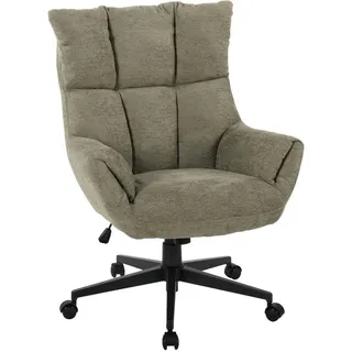 Venda Chefsessel, Schwarz, Salbeigrün, Metall, Textil, Uni, Drehkreuz, 74x95-101x74 cm, Wippmechanik mit Härtegradeinstellung, Sitzfläche 360° drehbar, Arbeitszimmer, Bürostühle, Chefsessel