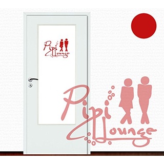 Sunnywall Wandtattoo Türaufkleber Bad PIPI Lounge WC Tür Toilette Größe: Größe 2 (Kardinalrot, Größe 2 = 27.00 cm x 20.00 cm)