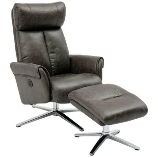 Happy Home Relaxsessel mit Hocker elektrisch 71,5 x 106,5 x 88 cm Grau