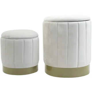 Mobili Rebecca Pouf mit Deckel Polyester 35,5 x 44 x 35,5 cm Weiß