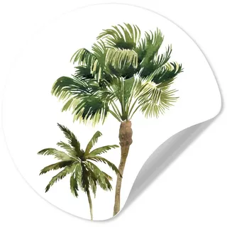 MuchoWow Wandsticker Dschungel - Palme - Weiß (1 St), Wanddeko Wohnzimmer Schlafzimmer Wandverkleidung, 50x50 cm bunt 50 cm x 50 cm x 0.1 cm