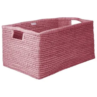 rice Aufbewahrungskorb Raffia Aufbewahrungskorb handgefertigt dekorativ 60 x 40 x 30 cm rosa