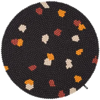 myfelt Wollteppich Terra Filzkugelteppich rund, 100% reine Schurwolle, in verschiedenen Größen und Farben erhältlich schwarz Ø 70 cm