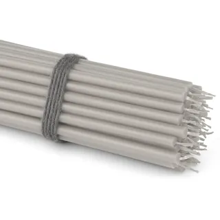 NKlaus 50x Stabkerzen Grau 16 cm Dünne Paraffinkerzen rußfrei & tropffrei Lange Brenndauer Graue Kerzen für Deko, Trauer & Zeremonien 36115