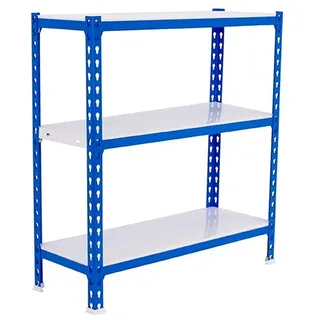 SimonRack Metallregal, 900x900x500 mm, 3 Ebenen, Metallboden, 180 kg Biegepunkt, Blau/Weiss - Simonclick