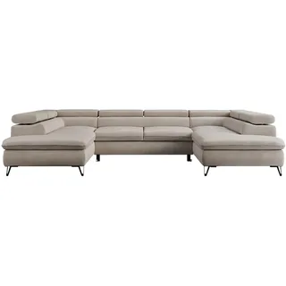 WOHNLANDSCHAFT PEDRO U Samt Beige
