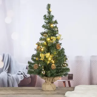 Künstlicher Weihnachtsbaum 75 cm Tannenbaum Christbaum Dekobaum beleuchtet und dekoriert