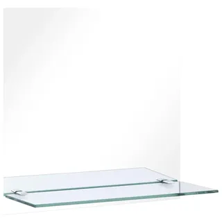 HGFDCBK Wandspiegel mit Regal 50×50 cm aus Hartglas, Badezimmerspiegel mit Ablage, moderner Spiegel für Bad, Wohnzimmer oder Schlafzimmer, einfache Wandmontage