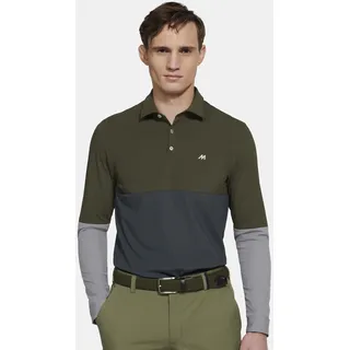 T-Shirt MEYER "Justin", Herren, Gr. M, grün (olive), 90% Polyamid, 10% Elasthan, unifarben, regular fit, V-Ausschnitt, Bündchen, Shirts T-Shirt, mit UV-Schutz, atmungsaktiv, pflegeleicht