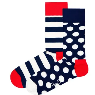 Happy Socks Classic Crew 2-Pack Socken Blau/Rot/Weiß 41-46