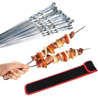 Profi BBQ Edelstahl Grillspieße, Extra Breit: 1 cm, Extra Stark 2 mm Dicke (20 St, 40cm) Fleischspieße, Schaschlikspieße, Mangal, Schampura, Spieße, Skewers, Schaschlik, Kebap, Spiesse, Grillspiesse