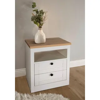 OTTO home Nachtkonsole 2er Set Büsum Nachtschrank Beistellschrank (Spar-Set, 2 Schränke im Lieferumfang), Nachttisch im Landhaus Design mit 2 Schubladen Bestseller weiß
