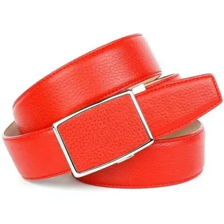 Anthoni Crown Ledergürtel in Orange, mit genarbter Oberfläche, klassisches Design rot 85