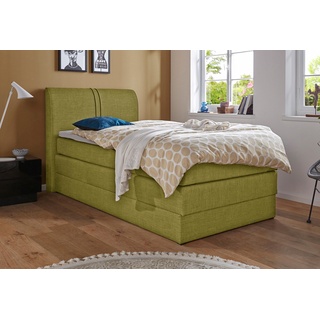 Boxspringbett HAPO Komplettbetten Gr. Liegefläche B/L: 100 cm x 200 cm, kein Härtegrad, Bonnell-Federkernmatratze, grün (grün, strukturstoff) Boxspringbetten ohne Bettkasten Komplettbetten mit