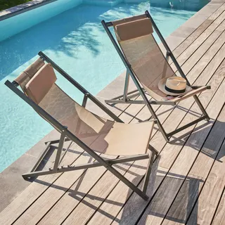 Oviala 2 Liegestühle aus Aluminium Taupe