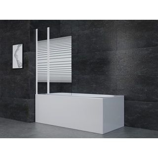 Marwell White Lines Badewannenaufsatz 100 x 140 cm Duschwand für Badewanne 2-teilig faltbar in matt weiß- Duschabtrennung aus 4 mm starken Einscheibensicherheitsglas