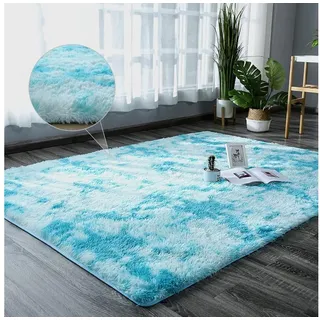 LuxusKollektion Hochflor-Teppich Kurzflor Teppich 160x200 Himmelblau, rechteckig, Höhe: 15 mm blau 160 cm x 200 cm x 15 mm