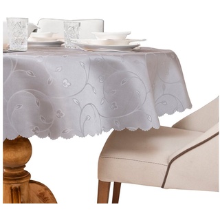 Simurq Tischdecke Abwaschbar - Lotuseffekt, Wasserabweisend & Pflegeleicht Tischdecken (Tischdecke weiß Grau Beige Tischdecke Rund - Tischtuch Table Cloth) grau Rund - 140 cm x 0 cm