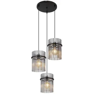 GLOBO LIGHTING LED Pendelleuchte, Dimmfunktion, LED wechselbar, warmweiß, Cluster Esstisch-lampe Lampenschirm-e Rauch-Glas Treppenhaus, Ø 47cm schwarz