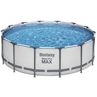 Bestway Steel Pro MAXTM Frame Pool Komplett-Set, rund, mit Filterpumpe, Sicherheitsleiter & Abdeckpla