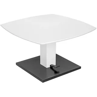 Novel Couchtisch, Schwarz, Weiß, Metall, Holzwerkstoff, quadratisch, Bodenplatte, Sockel, 80x47-66x80 cm, höhenverstellbar, einfacher Aufbau, Wohnzimmer, Wohnzimmertische, Couchtische, Couchtische Metall