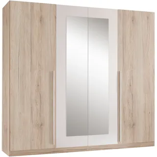 SchlafKONTOR Drehtürenschrank Cano 228 x 213 x 62 cm Eiche San Remo hell/Weiß