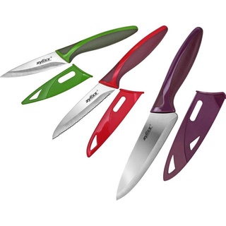 Zyliss 3-er Messer Set, Küchenmesser, Grün, Rot, Violett