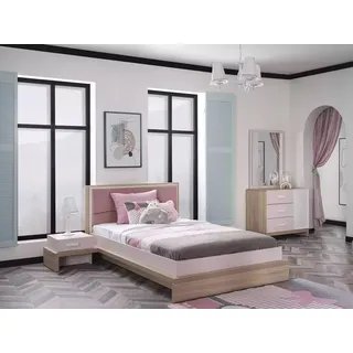xlmoebel Gruppe Kinderbett Kinderzimmer, Bett Holz Rosa Kindermöbel Set 4tlg