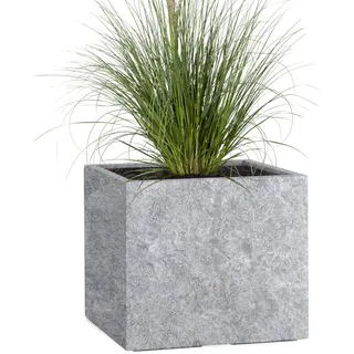 Pflanzwerk® Pflanzkübel Fiberglas Lava HELLGRAU Cube 53x65x65cm *Frostbeständige Blumenkübel* *Deutsche Premiumqualität* *Lotus-Effekt Imprägnierung*