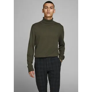 JACK & JONES Emil Knit Rollkragenpullover Olive Night / Detail Melange XS