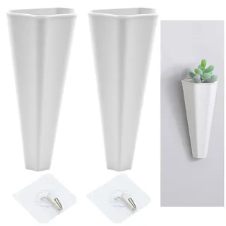 fuxunamz Wandvasen Pflanzer Hängende Blumentopf Dekor 10pcs-Weiß, Vase Hängetopf ohne Loch, Pflanzgefäße Kunststoff Wand Pflanz, Topf Gefäß Wandgefäß Blumentopf für Sukkulenten Zuhause Büro Garten