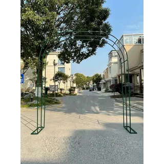 Metall Rosenbogen Rund Torbogen Rankgitter Feuerverzinkt Gartenbogen Breite 120/140/160/180/200/240/300/350 cm Tiefe 50cm Rankhilfe Rosenhilfe (B180 x H230cm, Dunkelgrün)