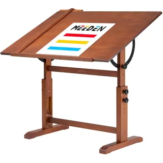 MEEDEN Extra großer Holz-Zeichentisch, 107 x 76cm Kunst-Zeichentisch, Basteltisch mit höhenverstellbar, Studio-Mal-Tisch zum Schreiben, Lesen, Walnuss