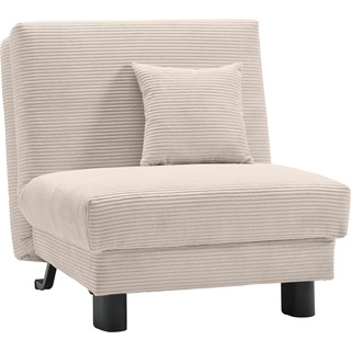 Sessel ELL + "Enny" Gr. Cord, HR-Kaltschaum, Sitzhöhe 40 cm, B/H/T: 85 cm x 85 cm x 100 cm, beige Einzelsessel Schlafsessel
