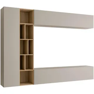 Mirjan24 Wohnwand, Kaschmir, Holzwerkstoff, Rechteckig, 224x160x33 cm, Wohnzimmer, Wohnwände, Anbauwände