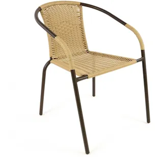 Bistrostuhl Stapelstuhl Balkonstuhl Poly Rattan Gartenstuhl Terrasse Stuhl beige
