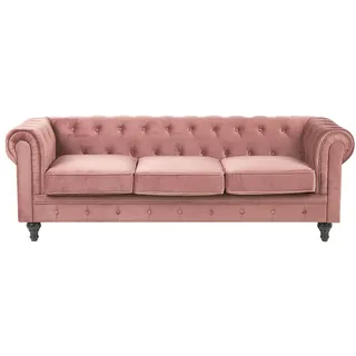 Beliani Couch Samt 3-Sitzer Rosa