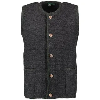 OS Trachten Strickweste Ormeya Herren Weste mit Rundhalsausschnitt und Paspeltaschen grau 60