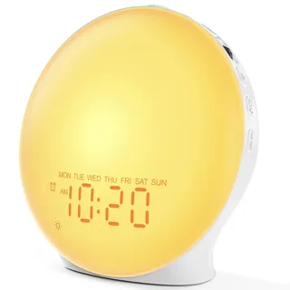 JALL Tageslichtwecker, Lichtwecker mit Sonnenaufgang, White Noise Maschine mit 22 Klängen, 17 Nachtlichtern, Bluetooth Lautsprecher und Sleep Timer für Erwachsene, Kinder und Schlafzimme