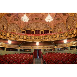 Fototapete PAPERMOON "ARCHITEKTUR-THEATER ALT LUXUS BAROCK KUNST BALKON HALLE", bunt, B:2,5m L:1,86m, Vlies, Tapeten