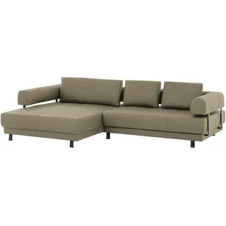 Stylife Ecksofa, Sand, Metall, Echtleder, Dickleder, 3-Sitzer, Füllung: Polyurethan (Pur), Ottomane links, L-Form, 307x188 cm, Goldenes M, Typenauswahl, Fußauswahl, Lederauswahl, Stoffauswahl, seitenverkehrt erhältlich, Hocker Rücken echt, individuell planbar, Wohnzimmer, Sofas & Couches, Wohnlandschaften, Ecksofas