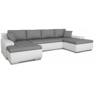 Sofnet Wohnlandschaft Kunstleder 7-Sitzer Weiß/Grau