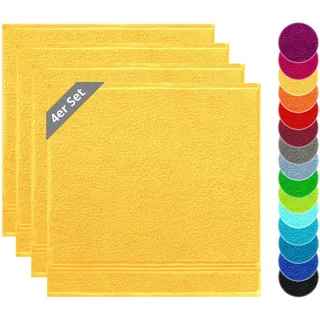 Lashuma Küchenhandtücher 50x50, Frottee Trockentücher 4er Set Gelb | 450 gsm Frottee aus 100% Baumwolle für Küche als Händehandtuch