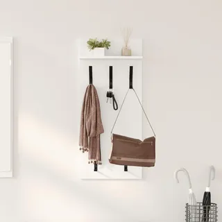 Gecheer Wandmontierter Kleiderständer mit Regal Wandmontiert Weiß 90 x 40 x 10 cm, Garderobenleiste Wandmontiertes Hängeregal für Flur Wohnzimmer Schlafzimmer Badezimmer