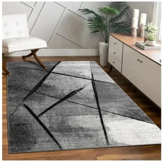 KADIMA DESIGN Abstraktes Linienmuster Kurzflorteppich 60 x 100 cm Dunkelgrau