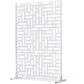Vevor Paravent, 120x50,8x193 cm, freistehende Außentrennwand mit Ständer, Sichtschutz, Trennwand, Raumtrenner, dekorativer Raumteiler aus Stahl für Balkon, Terrasse, Innenbereich, Whirlpool, weiß