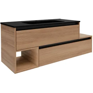 Fackelmann Waschbeckenunterschrank,inks Vita 128,5 cm x50 cm x46 cm Oak/Schwarz
